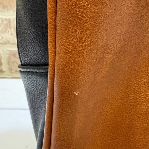 Aldo Faux Leather Black and Tan Color Block Backpack - Picture 6 of 7